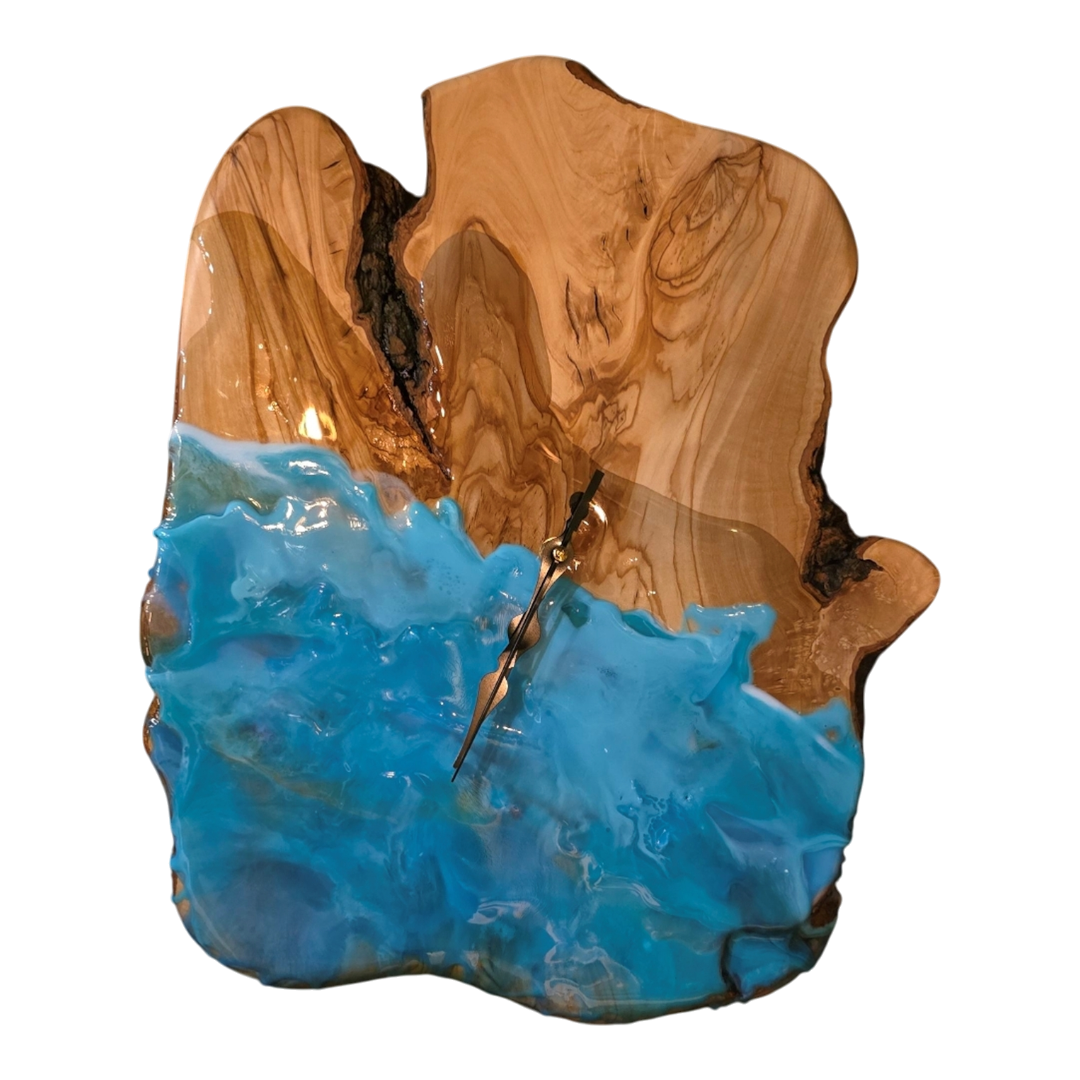 Wanduhr 'Epoxy' (natur-blau)