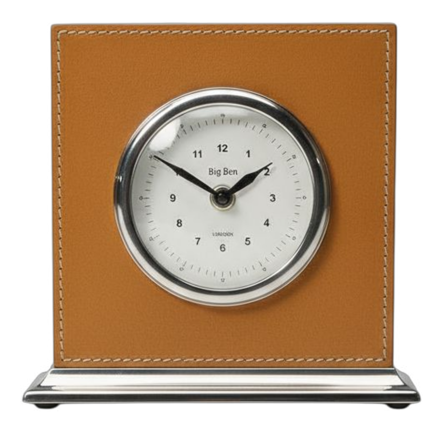 Tischuhr Kunstleder (cognac-silber)