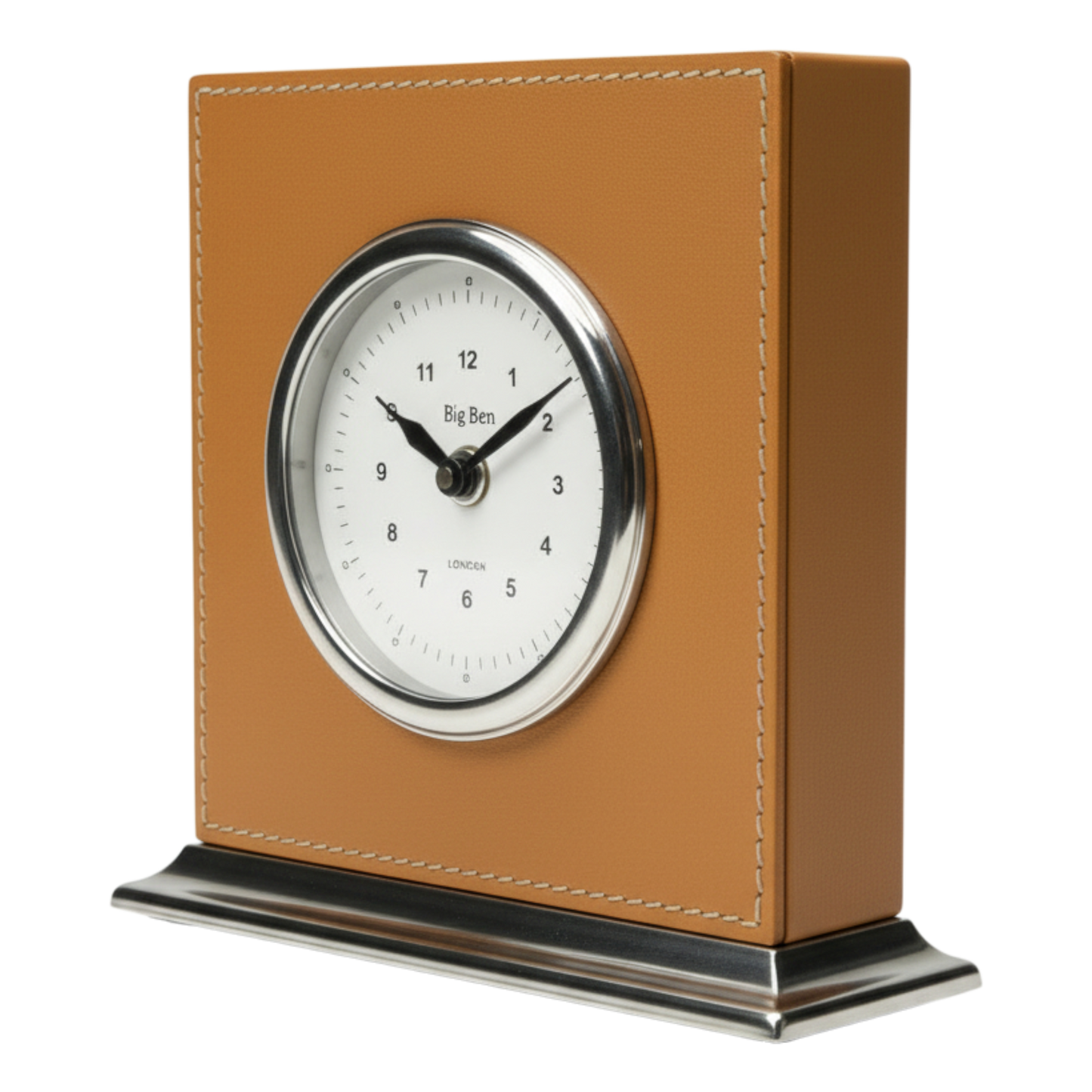 Tischuhr Kunstleder (cognac-silber)