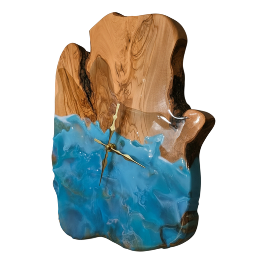 Wanduhr 'Epoxy' (natur-blau)